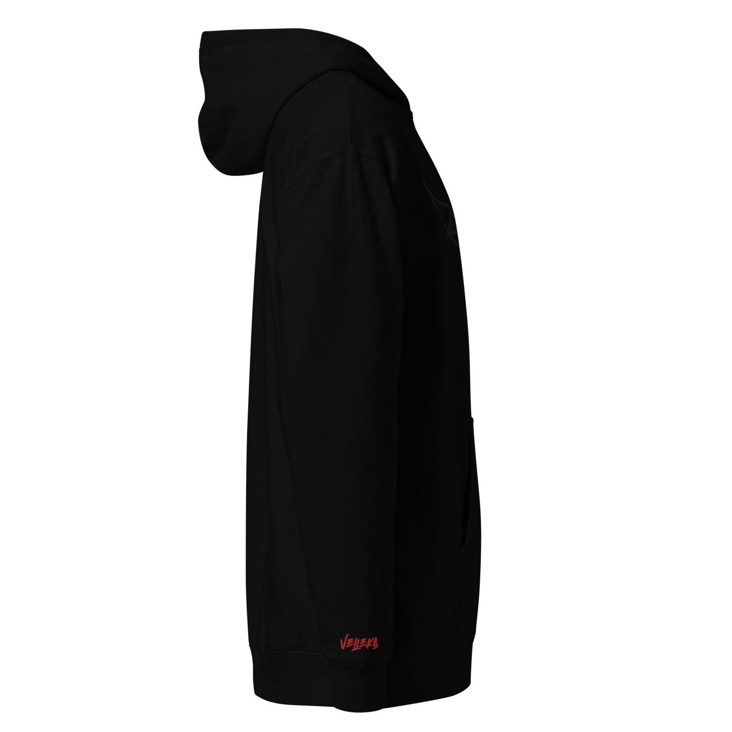 Velleka Embroidered Logo Hoodie (Black/Black/Red)