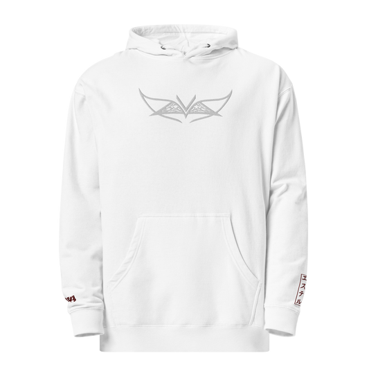 Velleka Embroidered Logo Hoodie (White/White/Red)